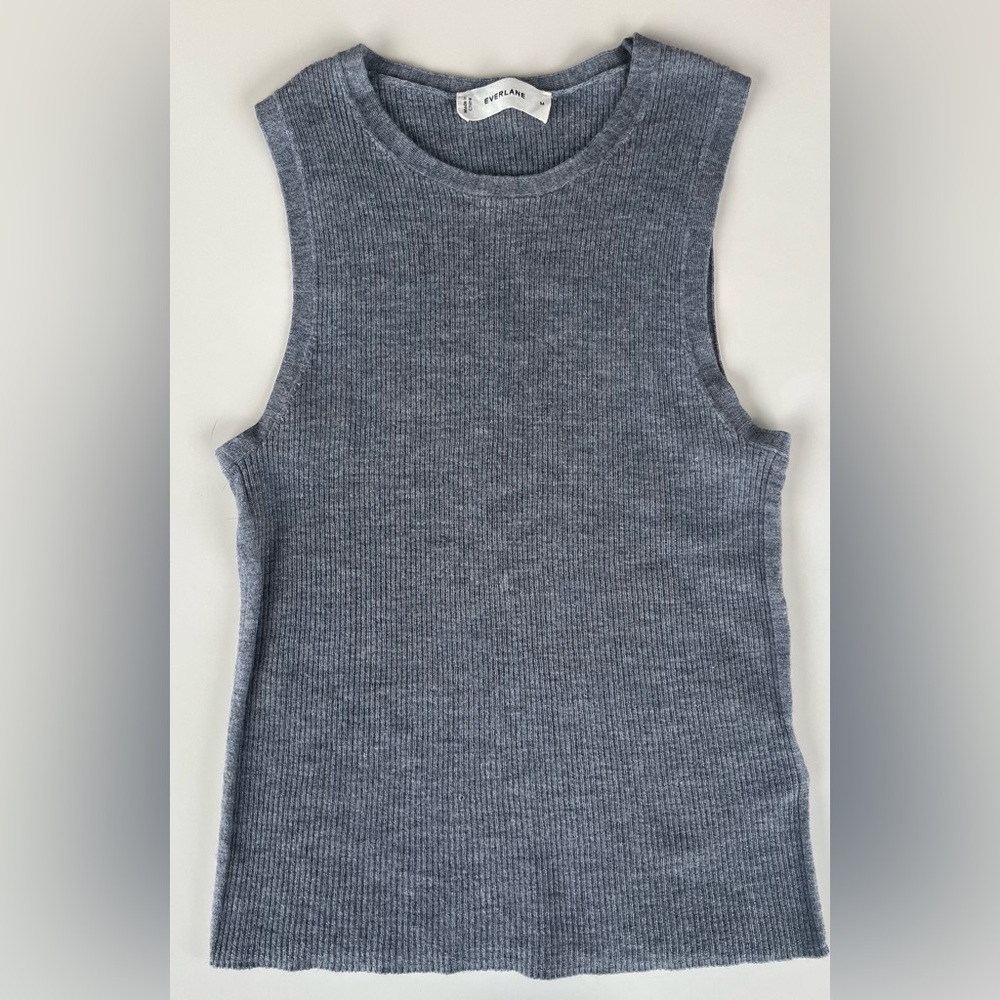 Everlane Ultrafine Merino Wool Ribbed Tank – Heather Grey | Medium
